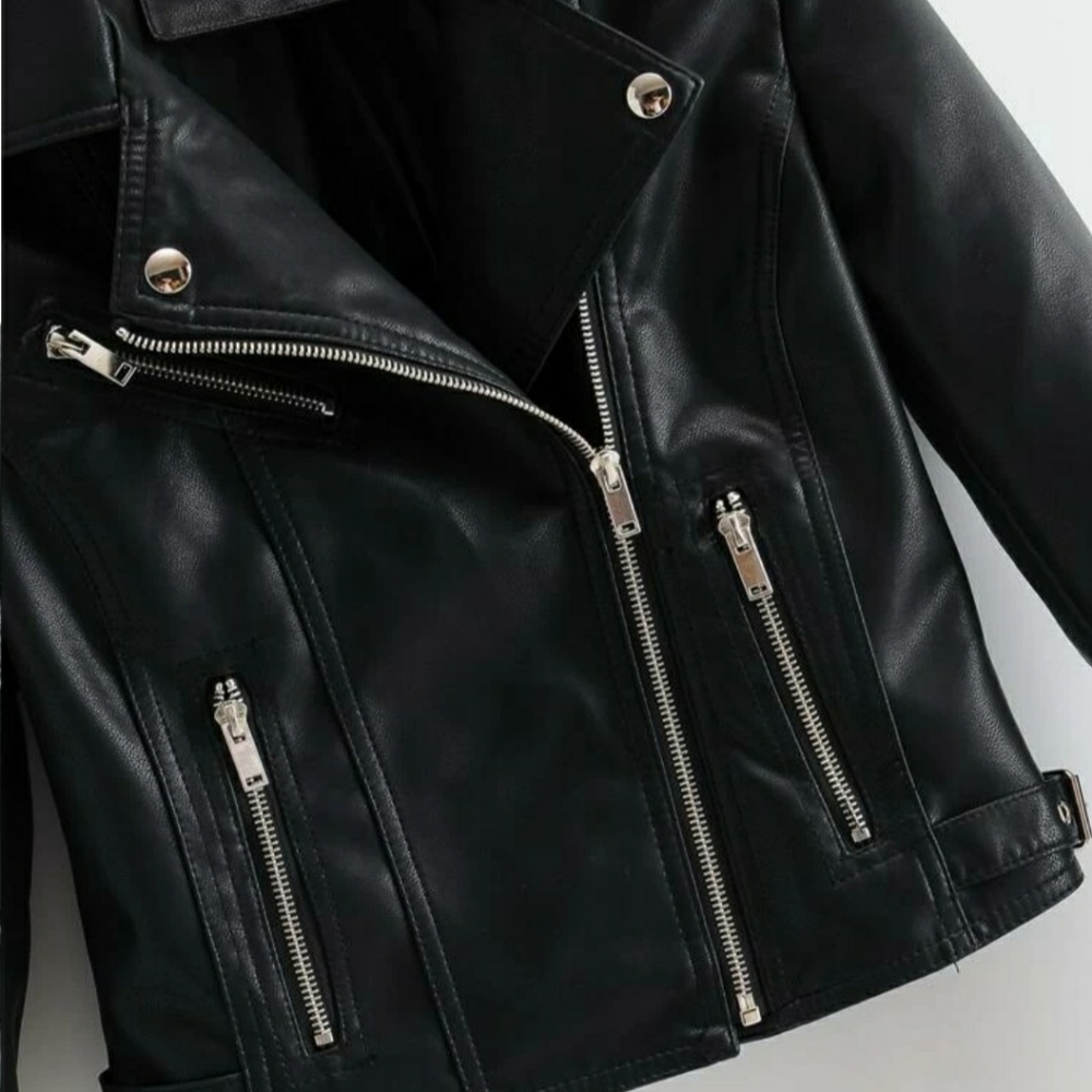 "New Boutique" Womens Pu Leather Biker Jacket